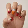 Fresa Dopamina Colorida Niña Diarias Uñas Cortas Infantil Lindo Arte de Uñas Hecho a Mano Portátil Tiras de Uñas Pre-hechas