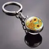 Llavero Pintura al Óleo Fluorescente de Van Gogh Llavero Bola de Cristal Luminosa Llavero de Pintura de Van Gogh Crisantemo Tierra