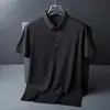 Camiseta de Manga Corta de Nylon Seda de Hielo para Hombre Verano Camiseta de Seda de Hielo Color Sólido Casual Top Juvenil Secado Rápido Elástico Polo