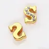 Cuentas de Letra de Diamante Medio Doradas de 8 mm Letra Inglesa de Diamante Blanco Adecuado para Pulsera DIY Pulsera Pulsera Accesorios Joyería