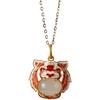 Colgante de jade Hetian con incrustaciones de oro de arena de Vietnam Collar Tigre Tigre Shengwei Chapado Retro colgante de Tigre del zodiaco para mujer