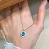 Collar de Plata de Ley S925 Gota de Agua Azul Estilo Fanqi Mismo Estilo para Mujer Japonés Lujo Ligero Sentido de Alta Gama Diseño de Nicho Cadena para Clavícula Más Vendida