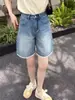 Shorts Jeans Retos de Renda de Cintura Alta Tamanho Plus 2025 Verão para Mulheres Gordas mm Soltos com Efeito Emagrecedor Calças de Perna Larga