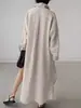 Vestido de Manga Larga con Abertura de Color Sólido para Mujer, Transfronterizo, Color Sólido, Moda, Versátil, Elegante, Primavera y Otoño 2024