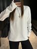 Camiseta Feminina de Fábrica Versão Grande Espessada Solta de Manga Longa Outono e Inverno Cor Lisa Preguiçosa Top Versátil Casual Camisa Base