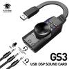 Atacado placa de som Uruji Computador telefone celular enquanto come frango jogo placa de som 3.5 fone de ouvido GS3 USB7.1 placa de som cross border