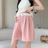 Pantalones de Mujer Embarazada Verano Nuevo Color Contraste Rayado Arroz Glutinoso Pierna Ancha Pantalones Cortos Sueltos para Mujer Casual Rectos