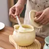 Jarra de Cerámica para Manteca, Tanque de Aceite Doméstico Resistente a Altas Temperaturas con Tanque de Filtro, Tanque de Almacenamiento de Aceite con Tapa, Utensilios de Cocina, Taza para Estofado