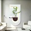 Pintura decorativa de entrada para plantas verdes hidropônicas estilo creme, arte de parede tridimensional em arenito para corredor, pintura de iluminação de alto padrão para sala de estar