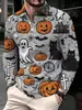 Halloween 2026 Comércio Exterior Novo Estilo Masculino Tendência Personalidade Gola Lapela Manga Longa Camisa POLO Festa de Festival Top de Personalidade