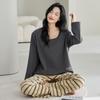 Pijama para Mulheres Manga Longa Outono e Inverno Desenho Animado Fofo e Doce Estilo Coreano Algodão Pode Ser Usado Fora de Casa Conjunto de Roupas Pode Ser Usado Fora