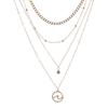 Joias Transfronteiriças Europeias e Americanas Pingente Simples de Onda Gota D'água Colar Personalizado com Strass Versátil Colar de Contas Redondas Moda Multicamadas