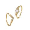 Estilo europeo y americano moda de alta gama accesorios de baile corona hueca anillo noble reina abanico combinación anillo de pareja