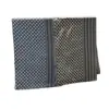 Lenço de Seda com Estampa de Totem de Quatro Cantos para Homens, Lenço Longo Elegante de Seda de Amora com Franjas em Camada Dupla