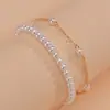 Pulsera de Perlas de Imitación de Venta Caliente Transfronteriza Set de Dos Piezas para Mujer Cadena de Perlas Artificiales de 4 mm Pulsera Joyería al por Mayor