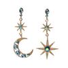 Pendientes asimétricos de aleación con forma de estrella y luna de diamante con personalidad europea y americana, pendientes sencillos de moda transfronteriza para mujer F17780