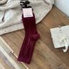 Calcetines de Terciopelo de Conejo con Flores Estilo Francés Songmu Calientes Espesos Suaves Cera Calcetines de Tubo Medio para Mujer Combinan con Todo Estilo Coreano Estilo Ins
