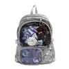 Mochila Transparente Bidimensional, Mochila Transparente para Estudantes, Mochila Escolar Grande de Capacidade Casual Estilo Coreano para Mulheres