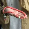 Pulsera de Flor Flotante Bodhi Rosa Melocotón para Hombres y Mujeres, Rosario Suave de Doble Círculo de Cuentas Bodhi para Llevar en la Mano, Pulsera Envuelta a Mano al por Mayor