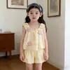 Conjunto de Pantalones con Peto Florales de Estilo Nuevo de Verano para Niñas, Elegante Chaleco con Peto Floral y Shorts para Bebés Niñas