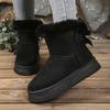 Botas de Nieve de Algodón Nuevas para Invierno 2025 para Mujer, Suela Gruesa con Lazo, Casual, Forradas de Felpa, Engrosadas, Cálidas, Antideslizantes, Botas de Algodón, Transfronterizo