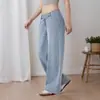 Comercio Exterior Transfronterizo Amazon Tk Casual Europeo y Americano Irregular Suelto Recto de Cintura Baja Pierna Ancha Jeans para Mujer Venta al por Mayor