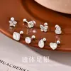 Brincos delicados e pequenos em formato de borboleta e gota redonda, feitos de prata 999 pura, projetados para mulheres, com um visual moderno e estiloso inspirado no Instagram, perfeitos para manter os piercings de orelha