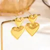 Aretes con Forma de Corazón con Cadena Trenzada Collar de Acero de Titanio para Mujer, Estilo Francés Estilo Ins Lindo y Dulce Colgante de Corazón, Aretes Frescos y Sencillos