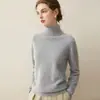 Suéter de cashmere puro 2026 novo estilo de inverno para mulheres, gola alta, estilo elegante, caimento solto, afina a silhueta, camada base quente