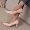 Zapatos de Tacón Alto de Punta para Mujer 2025 Nuevos Zapatos de Mujer Estilo Primavera y Otoño Zapatos Individuales de Boca Baja Zapatos de Moda de Tacón de Aguja para Mujer