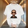 Camiseta de Manga Corta con Estampado de Dibujos Animados para Niño Verano Nueva Moda Estilo de Marca Oversize Suelta Manga Media Cuello Redondo