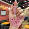 Accesorios de Llavero de Aleación con Cabeza de Mickey Hueca Incrustada de Diamantes, Dijes Lindos para Mochila de Estudiante, Colgantes de Joyería de Boutique