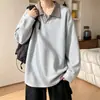 Camiseta de manga larga para hombre con bloques de color y estampado de pata de gallo, top casual holgado de moda para otoño con media cremallera, camiseta interior tipo polo de peso pesado
