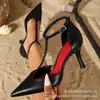 Zapatos Casuales de Moda Huecos Poco Profundos con Hebilla, Tacones de Aguja Puntiagudos Estilo Verano Europeo y Americano