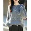 Suéter de Punto Redondo de Lana Cachemir Nuevo Otoño/Invierno 2026 Manga Larga para Mujer con Perlas Plumas Lana Cepillada Top