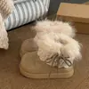 Botas de Neve Estilo Gentil Versátil Retrô Femininas 2026 Inverno Plus Veludo Quente Botas de Algodão Sapatos de Algodão Elegantes Botas Curtas com Pelo