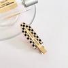 Francês Strass Preto e Branco Tabuleiro de Xadrez Xadrez Liga Hairpin Side Bangs Side Clip Temperamento Bow Hairpin Duckbill Clip