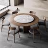 Mesa de jantar nórdica de madeira maciça com plataforma giratória Mesa redonda de arroz de nogueira para 8 a 10 pessoas Mesa redonda de restaurante de estilo antigo Mesa redonda doméstica