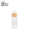 Botella de vidrio transparente para aceites esenciales con tapa de bambú, gotero con punta de goma, botella de aceite esencial para masajes, varios tamaños de botellas dispensadoras de sérum