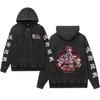 Sudadera con Capucha con Cremallera Lavada Vintage Vieja de Comercio Exterior Jujutsu Kaisen Inscripción Espalda Guerra Impresa Hombres y Mujeres