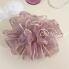 Elástico de Cabelo de Organza com Estampa Floral Pequena e Gradiente de Primavera Estilo Delicado e Feminino Fofo Adiciona Volume Versátil Laço de Cabelo Acessório de Cabelo