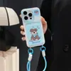 Porta-Cartão com Cordão de Gatinho e Cachorrinho Fofo Adequado para Capa de Celular Iphone16 com Compartimento para Cartão Capa Protetora Apple 15/17