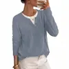 Moda Feminina Europeia e Americana Nova Amazon Cross-Border Outono/Inverno 2026 Gola Redonda Suéter Falso Manga Longa Bloco de Cores Canelado Solto