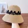Chapéu de Pescador de Palha Fina de Alta Qualidade Japonês para Mulheres, Chapéu de Palha com Decoração de Renda para Protetor Solar de Verão, Chapéu Tendência para Férias