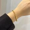 Acero de titanio brazalete abierto de bambú que no se decolora para mujer ins estilo simple frío diseño de nicho retro pulsera que combina con todo