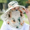 Chapéu de Sol Anti-ultravioleta Pintura a Tinta Chapéu de Verão Feminino Chapéu de Sol para Uso Externo Colheita de Chá Novo Chapéu de Sol para Ciclismo