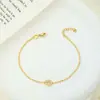 Pulseira Quadrada de Zircônia em Formato de Coração de Aço Inoxidável Europeia e Americana de Luxo Leve para Mulheres, Cor Dourada, Joias de Aço Titânio Não Desbotam Atacado