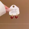 Pendientes de botón de esmalte con corazón rojo retro estilo Hong Kong para mujer Exquisito temperamento Modernos Únicos Hermosos Pendientes Joyería de oreja versátil