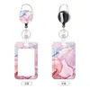 Porta Credencial de Trabajo con Patrón de Mármol, Cordón, Correa para el Cuello, Clip Retráctil, Insignia de Empleado UV, Porta Tarjeta de Identificación, Porta Tarjeta de Autobús