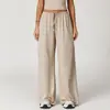 Pantalones largos de forro polar cepillado transfronterizos, pantalones casuales holgados de pierna ancha para mujer, pantalones largos elásticos con cordón para deportes al aire libre y fitness al por mayor